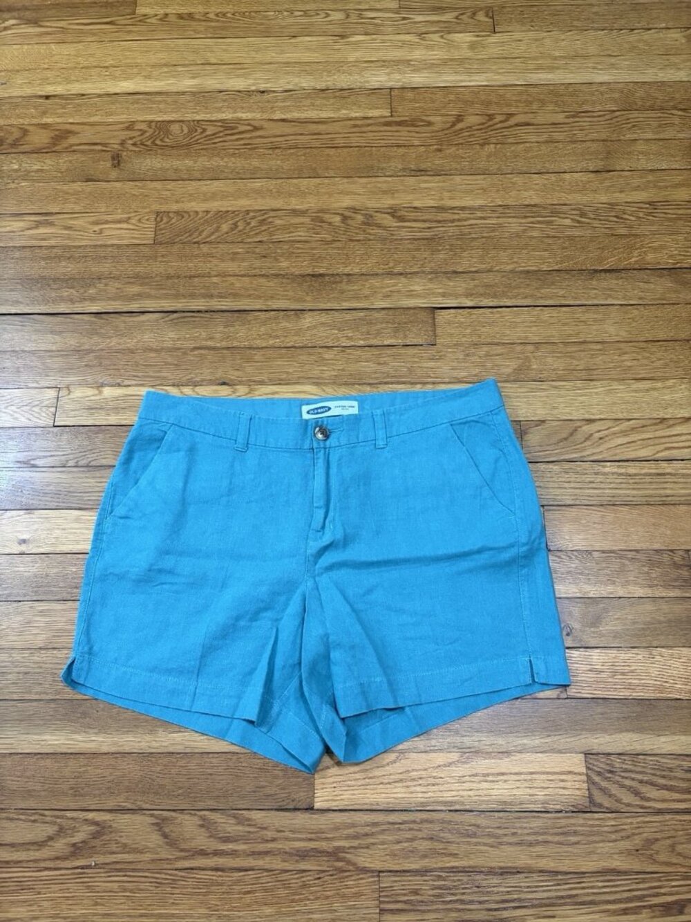 Old Navy Everyday Shorts Women's Size 14 Linen Blend Blue High Rise